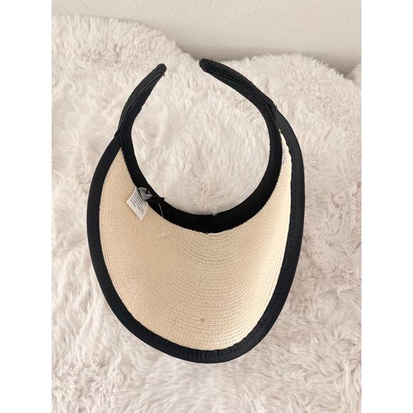 Renato Balestra Embellished Pearl Beaded Sun Visor‎ Hat Natural Straw - Picture 2 of 6